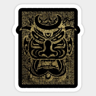 Vintage gold Tribal mask on tribal texture Sticker